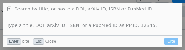 The box for citing by title or ID