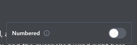 The Numbered toggle in an equation's settings