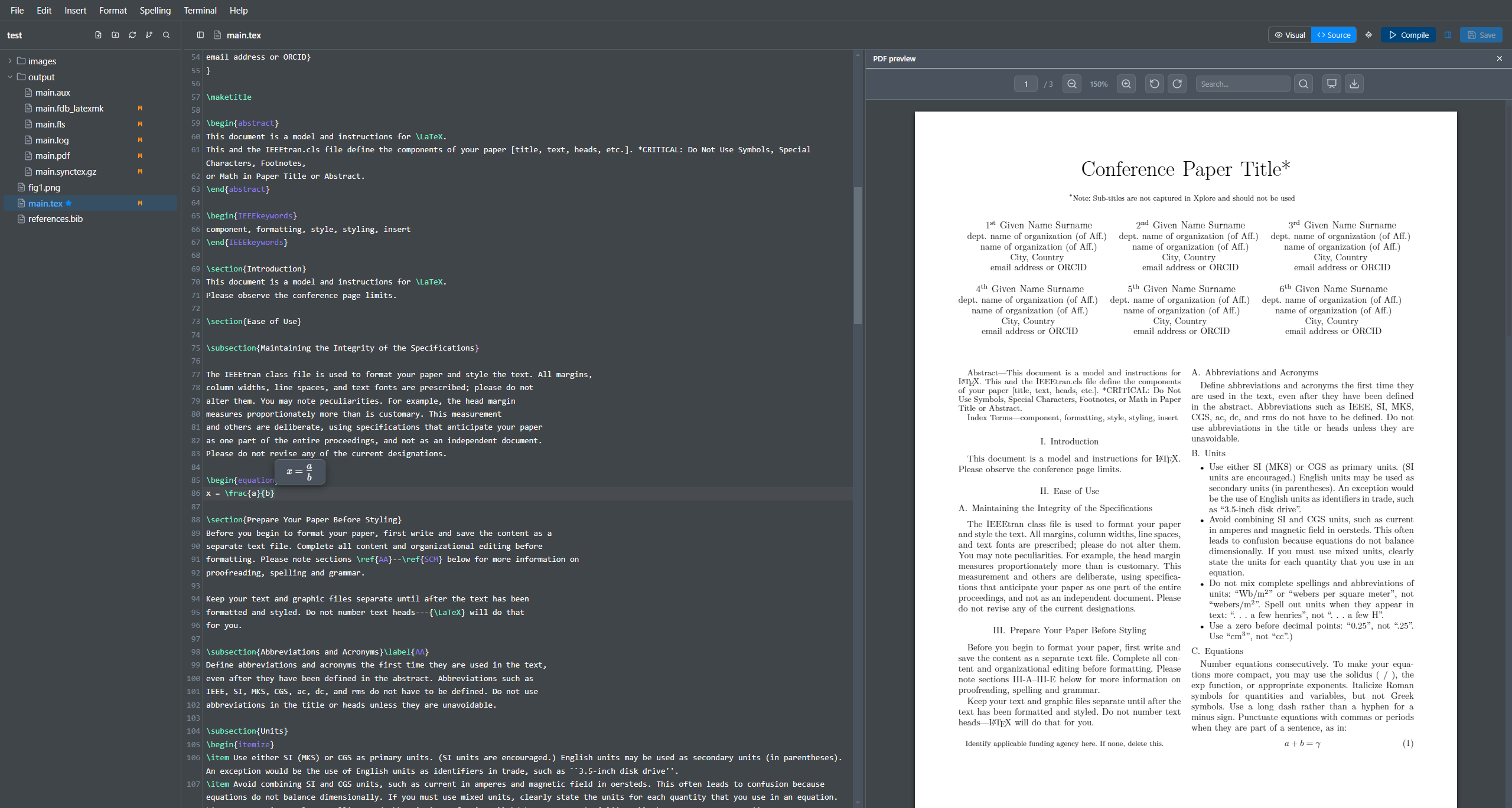 The same file in the source editor