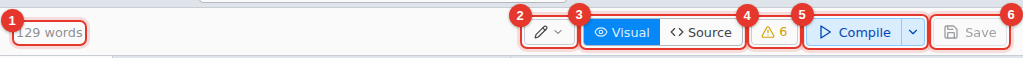The top bar with six controls marked