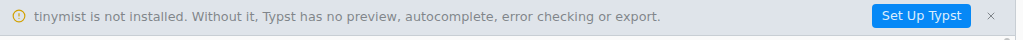 The bar over a Typst file saying tinymist is not installed, with a Set Up Typst button