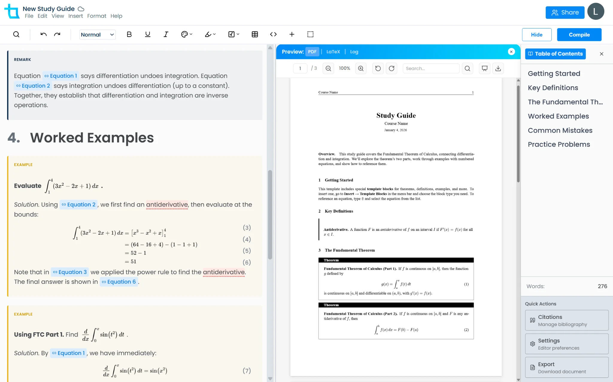 Texpile Editor Split View