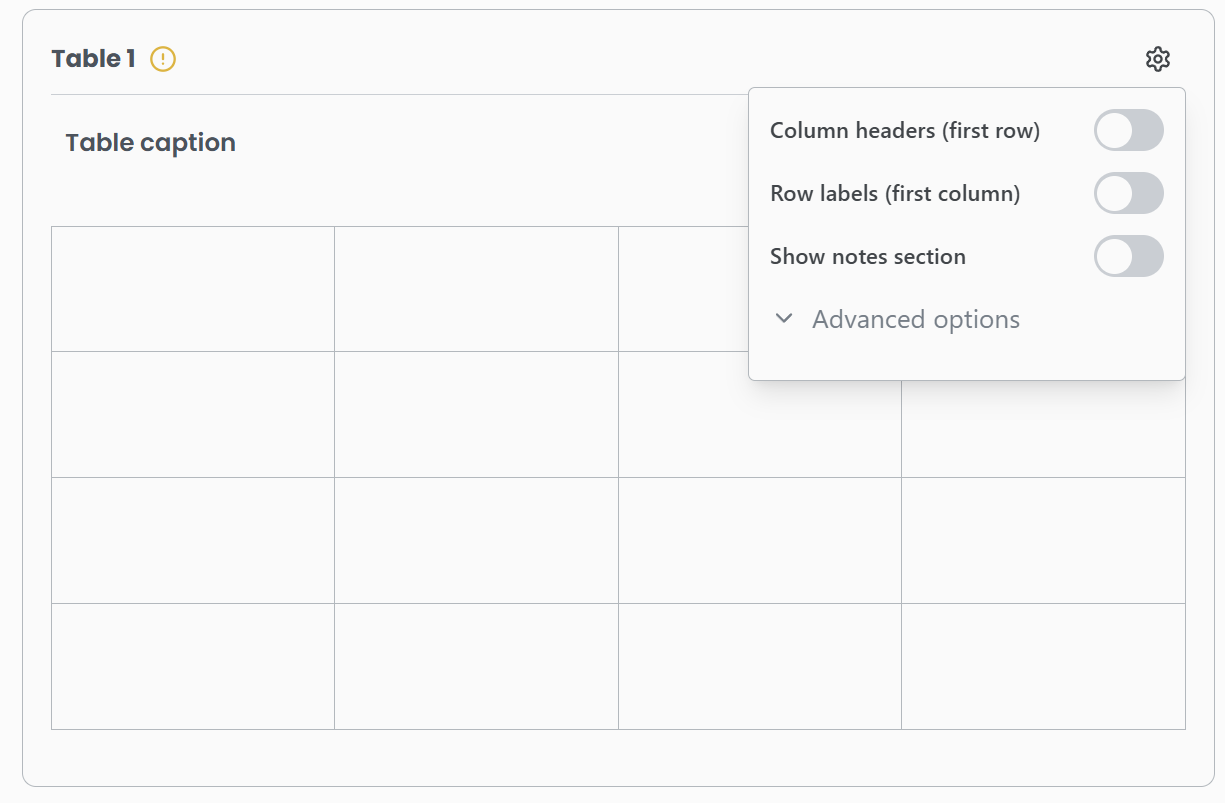 Numbered Table Example