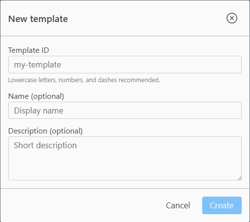 Template Create Modal
